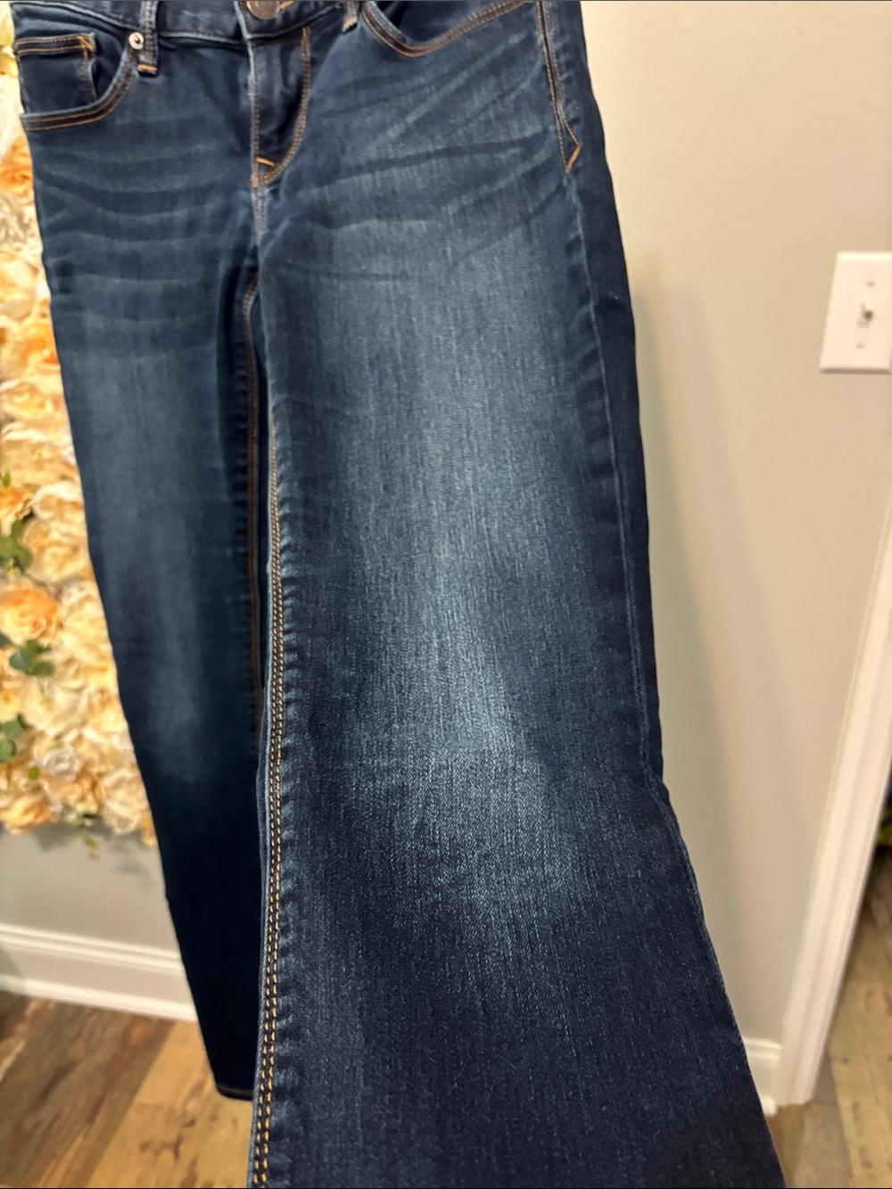 Express Super Skinny Jeans in Dark Indigo low rise